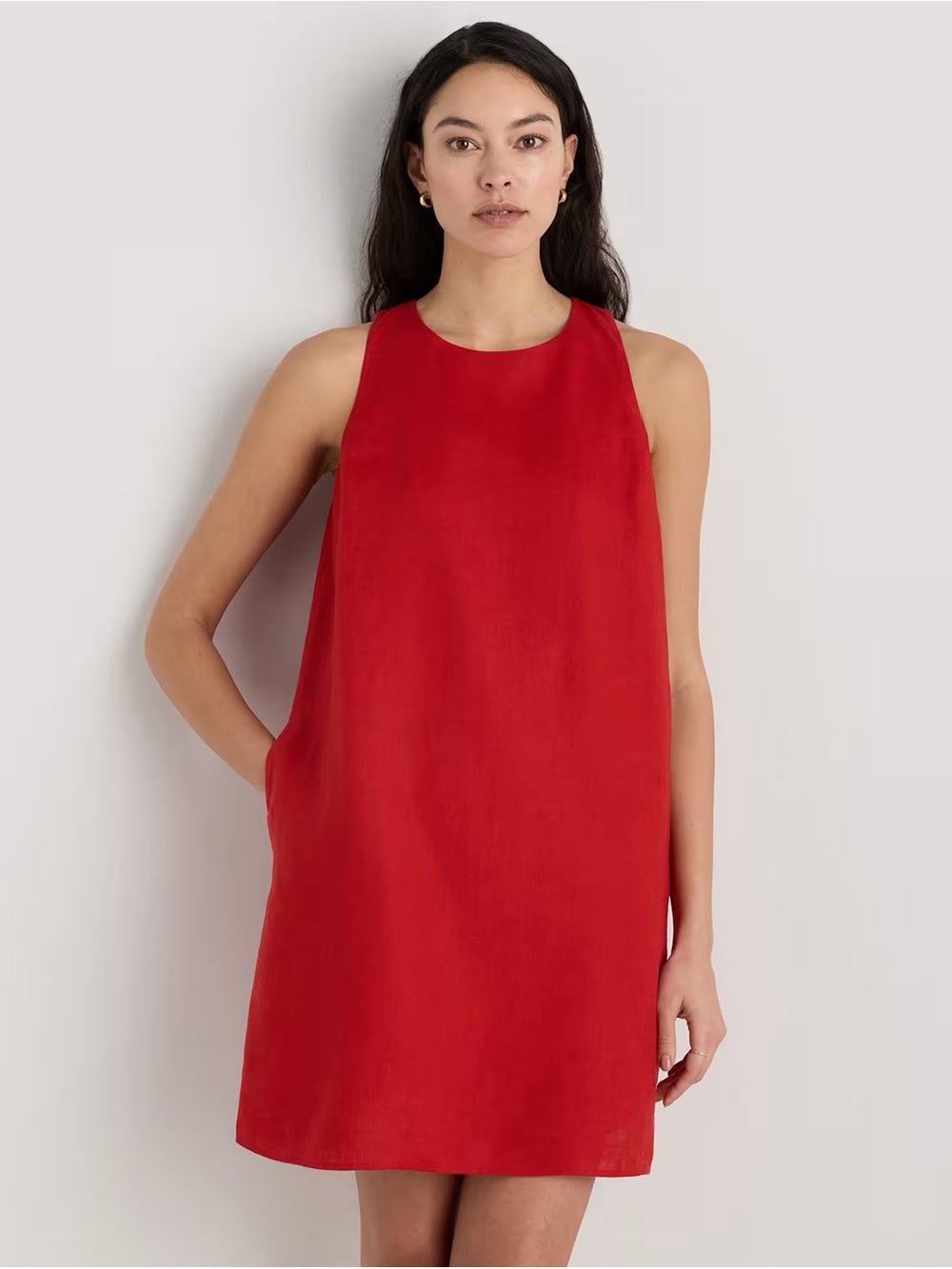 Quince 100% European Linen Tank Mini Dress in Chile